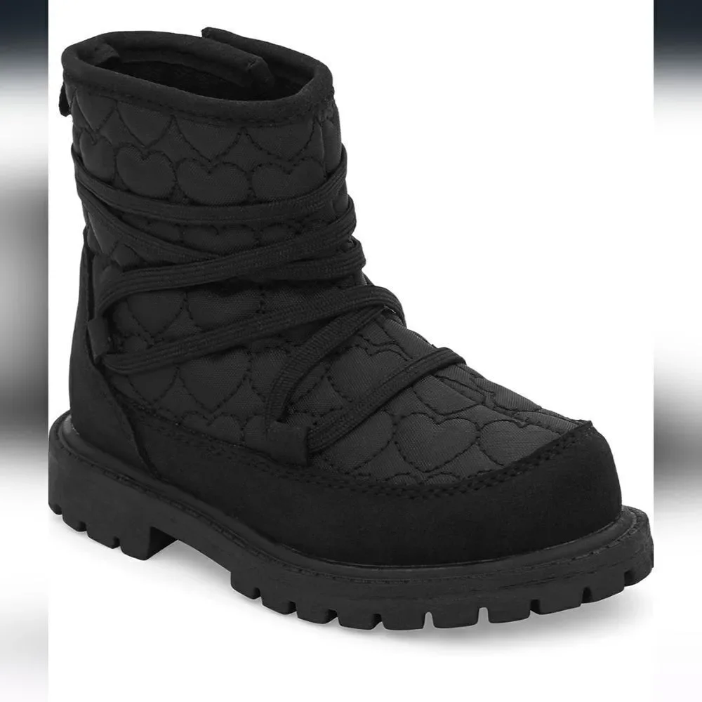 Carter's Unisex-Child Black Ribbed Tayla Black Fashion Boot size 10
